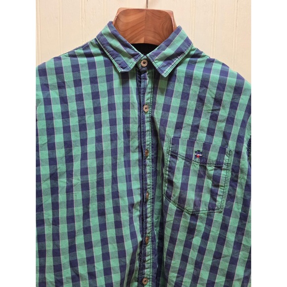 Astris Jeans Other - Astris Jeans Shirt Mens Large Green Blue Plaid Short Sleeve Button Down Casual
